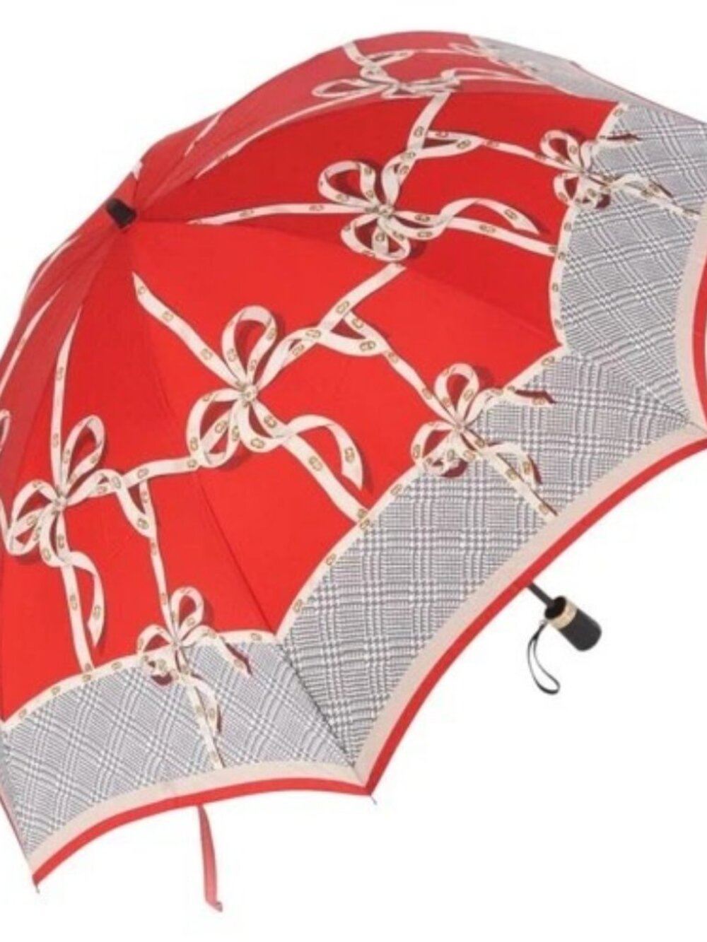 Christian Dior Folding Umbrella Polyester Made by Kanebo Red Gold Auth 184396M
